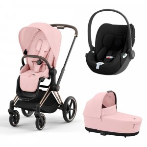 Poussette trio priam 4 peach pink châssis rose gold + cloud t i-size + nacelle luxe Cybex