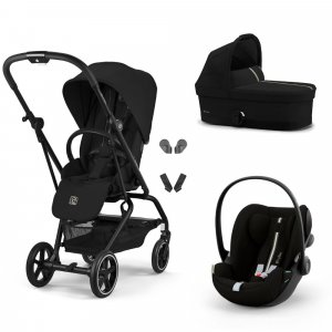 Poussette trio eezy s twist+ 2 pivotante magic black avec nacelle cot s et siège auto cloud g i-size tissu plus Cybex