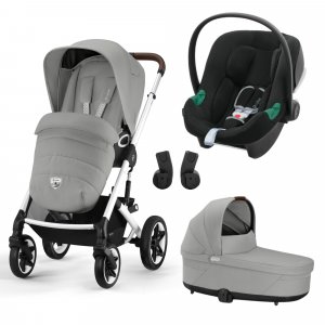 Poussette trio talos s lux 2 stone grey + siège auto aton b2 i-size + nacelle Cybex