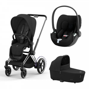 Poussette trio e-priam 2 sepia black châssis chrome black + cloud t i-size + nacelle Cybex