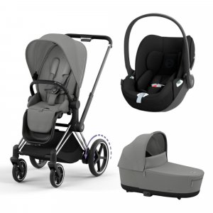 Poussette trio e-priam 2 mirage grey châssis chrome black + cloud t i-size + nacelle Cybex