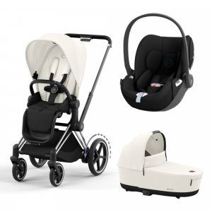 Poussette trio e-priam 2 off white châssis chrome black + cloud t i-size + nacelle Cybex