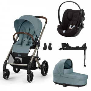 Poussette trio balios s lux 3 stormy blue + siège auto cloud g i-size + nacelle + base g Cybex
