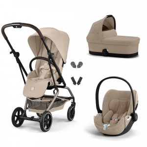 Poussette trio eezy s twist+ 2 pivotante almond beige avec nacelle cot s et siège auto cloud t i-size tissu plus Cybex