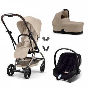 Poussette trio eezy s twist+ 2 pivotante almond beige avec nacelle cot s et siège auto aton b2 i-size Cybex