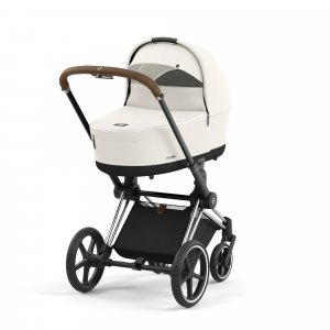 Poussette trio priam 4 off white châssis chrome brown + cloud t i-size + nacelle luxe Cybex