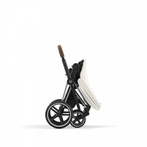 Poussette trio priam 4 off white châssis chrome brown + cloud t i-size + nacelle luxe Cybex