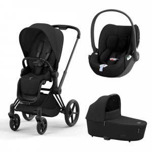 Poussette trio priam 4 sepia black châssis matt black + cloud t i-size + nacelle luxe Cybex
