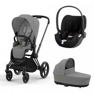 Poussette trio priam 4 mirage grey châssis matt black + cloud t i-size + nacelle luxe Cybex