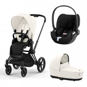 Poussette trio priam 4 off white châssis matt black + cloud t i-size + nacelle luxe Cybex