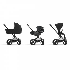 Poussette trio priam 4 leaf green châssis matt black + cloud t i-size + nacelle luxe Cybex