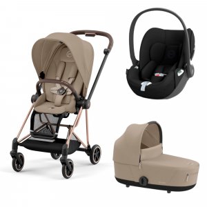 Poussette trio mios 3 cozy beige châssis rose gold + cloud t i-size + nacelle luxe Cybex