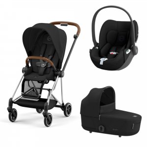 Poussette trio mios 3 sepia black châssis chrome brown + cloud t i-size + nacelle luxe Cybex