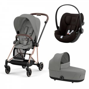 Poussette trio mios 3 mirage grey châssis rose gold + cloud g i-size + nacelle luxe Cybex