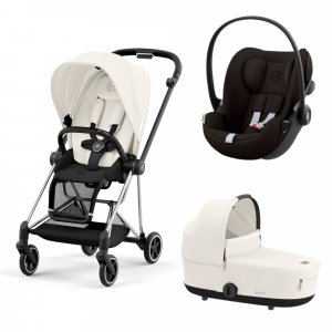 Poussette trio mios 3 off white châssis chrome black + cloud g i-size + nacelle luxe Cybex