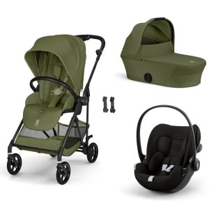 Poussette trio melio carbon 6 moss green avec siège auto cloud g i-size et nacelle Cybex