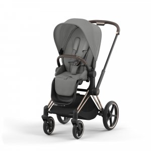 Poussette trio priam 4 mirage grey châssis rose gold + cloud g i-size + nacelle luxe Cybex