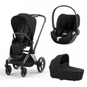 Poussette trio priam 4 sepia black châssis rose gold + cloud t i-size + nacelle luxe Cybex