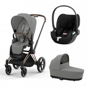 Poussette trio priam 4 mirage grey châssis rose gold + cloud t i-size + nacelle luxe Cybex