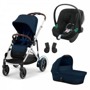 Poussette trio e-gazelle s ocean blue + siège auto aton b2 i-size + nacelle s Cybex