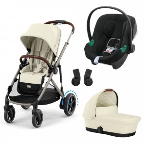 Poussette trio e-gazelle s seashell beige + siège auto aton b2 i-size + nacelle s Cybex