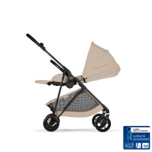 Poussette trio melio carbon 6 almond beige avec siège auto cloud g3 i-size tissu plus et nacelle Cybex
