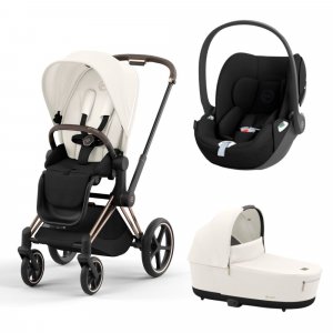 Poussette trio priam 4 off white châssis rose gold + cloud t i-size + nacelle luxe Cybex