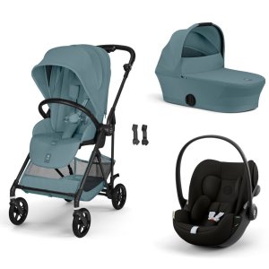 Poussette trio melio carbon 6 stormy blue avec siège auto cloud g i-size et nacelle Cybex