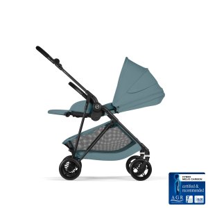 Poussette trio melio carbon 6 stormy blue avec siège auto cloud t i-size et nacelle Cybex