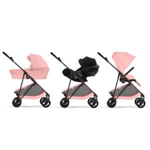 Poussette trio melio carbon 6 candy pink avec siège auto cloud g i-size et nacelle Cybex