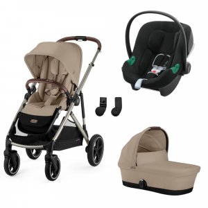 Poussette trio gazelle s almond beige + siège auto aton b2 i-size + nacelle s Cybex