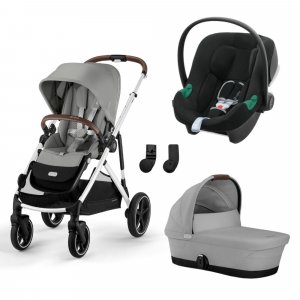 Poussette trio gazelle s stone grey + siège auto aton b2 i-size + nacelle s Cybex