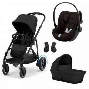 Poussette trio e-gazelle s moon black + siège auto cloud g i-size + nacelle s Cybex