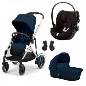 Poussette trio e-gazelle s ocean blue + siège auto cloud g i-size + nacelle s Cybex