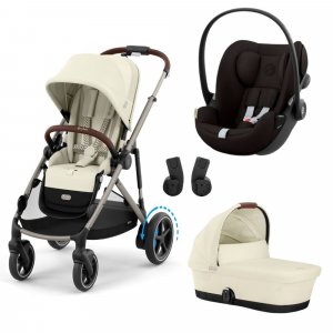 Poussette trio e-gazelle s seashell beige + siège auto cloud g i-size + nacelle s Cybex