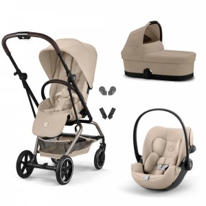 Poussette trio eezy s twist+ 2 pivotante almond beige avec nacelle cot s et siège auto cloud g3 i-size Cybex