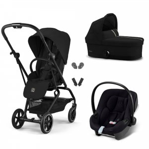 Poussette trio eezy s twist+ 2 pivotante magic black avec nacelle cot s et siège auto aton b2 i-size Cybex