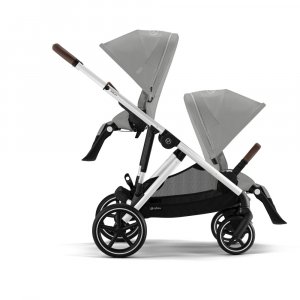Poussette double gazelle s stone grey châssis silver Cybex