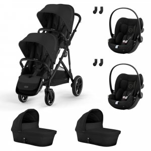 Poussette jumeaux gazelle s moon black + 2 sièges auto cloud g i-size + 2 nacelles s Cybex