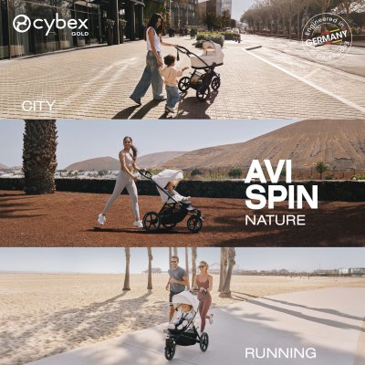 Poussette avi spin 3 roues tout-terrain et running moss green