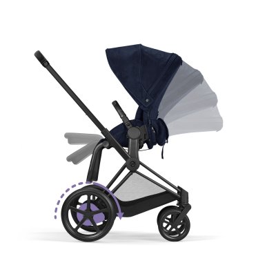 Poussette e-priam 2 rebellious luxury denim blue châssis matt black