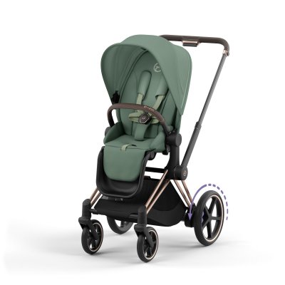 Poussette e-priam 2 leaf green châssis rose gold