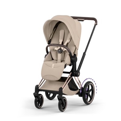 Poussette électrique e-priam 3 cozy beige châssis rosegold