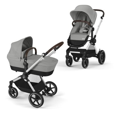 Poussette eos lux 2-en-1 stone grey châssis silver