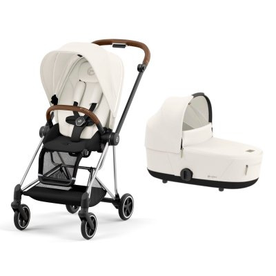 Poussette duo mios 3 off white châssis chrome brown + nacelle luxe