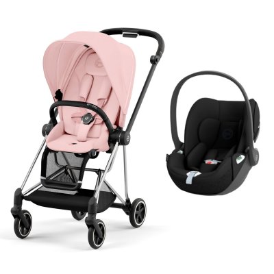 Poussette duo mios 3 peach pink châssis chrome black + cloud t i-size