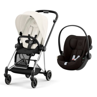 Poussette duo mios 3 off white châssis chrome black + cloud g i-size