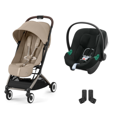 CYBEX Poussette duo orfeo almond beige + siège auto aton b2 i-size