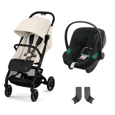 Poussette duo beezy 3 canvas white + aton b2 i-size
