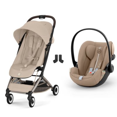 Poussette duo orfeo 3 compacte almond beige avec siège auto cloud g i-size plus